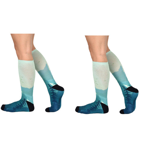 Unisex Evergreen Pattern Knee High Socks