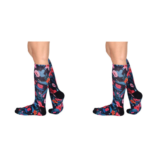 Unisex Flower Patch Pattern Knee High Socks