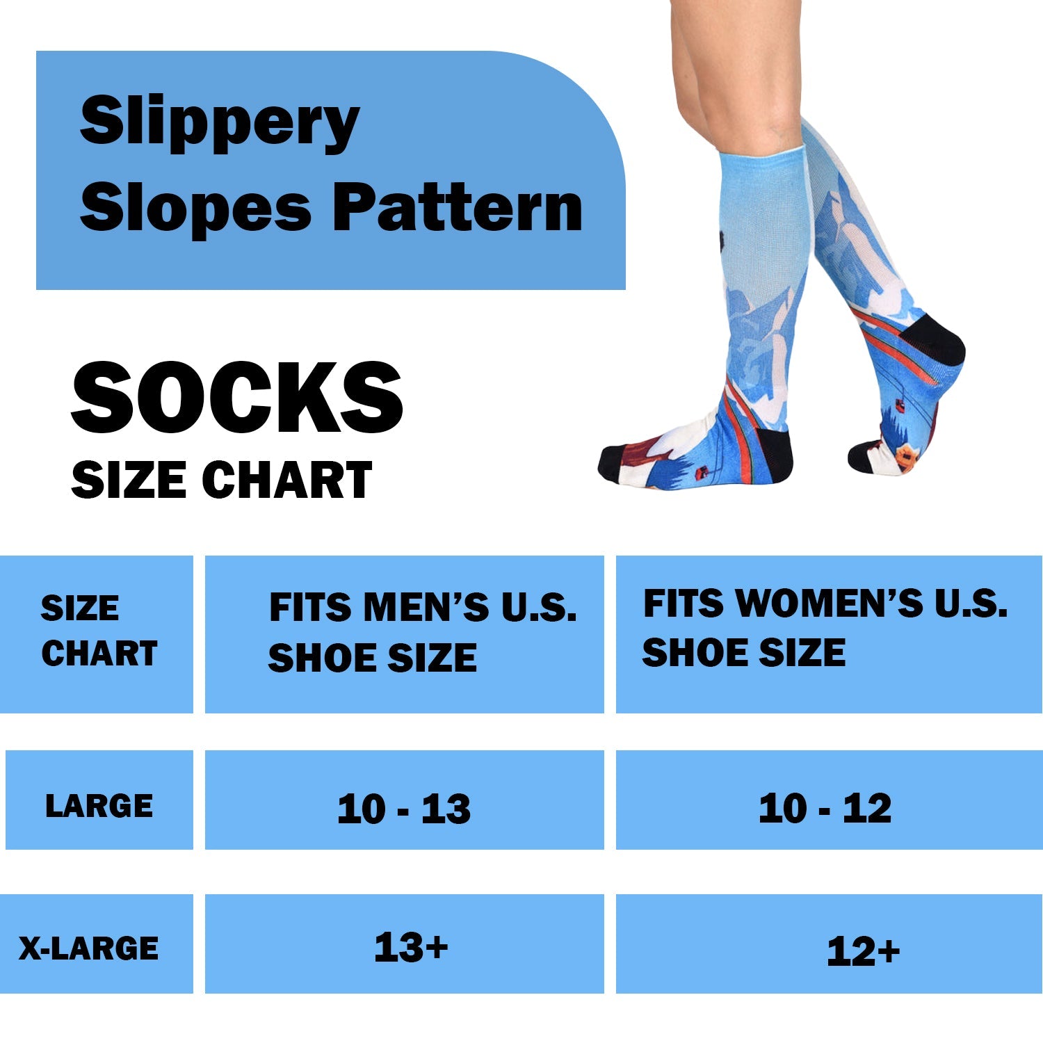 Slippery Slopes Pattern Knee High Socks