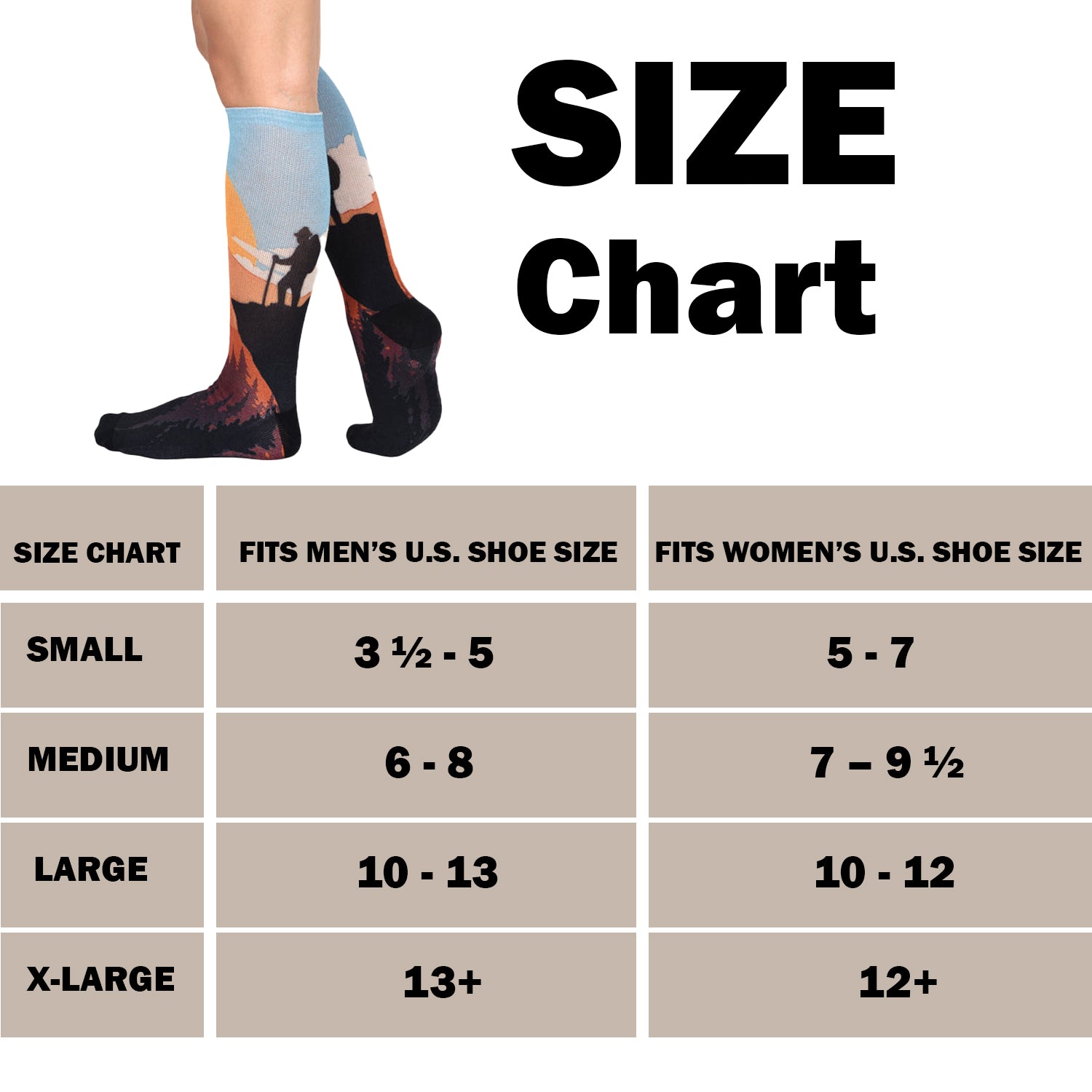 Sunset Stroll Pattern Knee High Socks