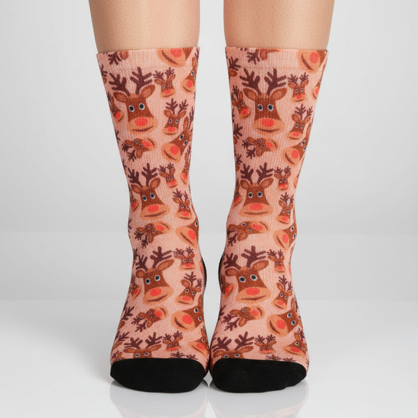 Reindeer Pattern Design Crew Socks