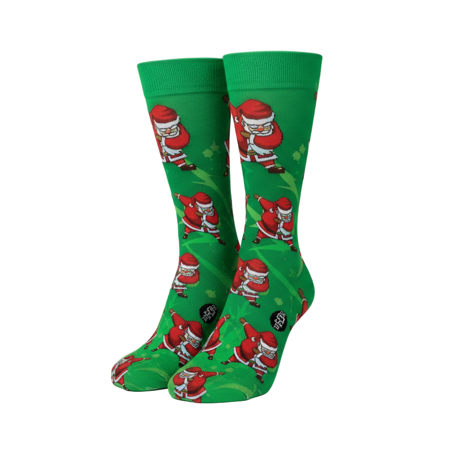 Green Dabbing Santa Crew Socks