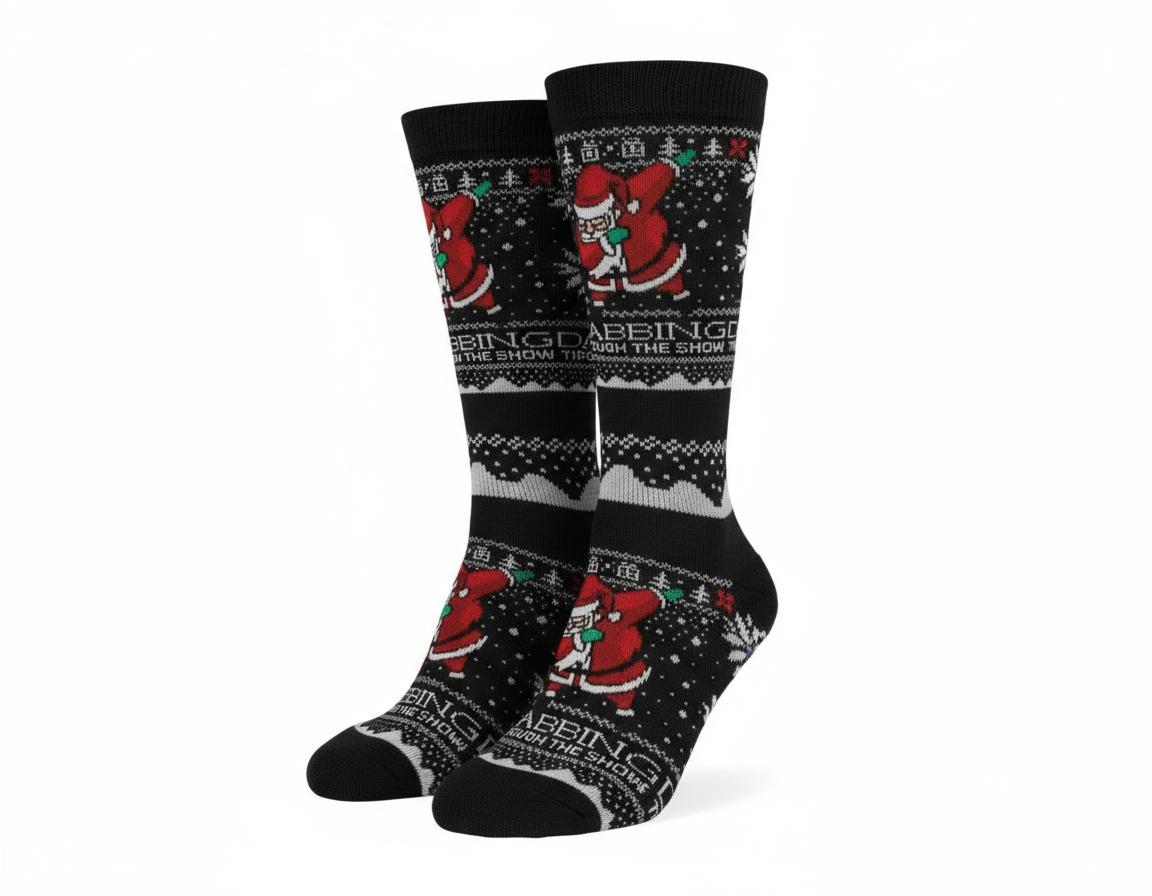 Black Christmas Dabbing Crew Socks