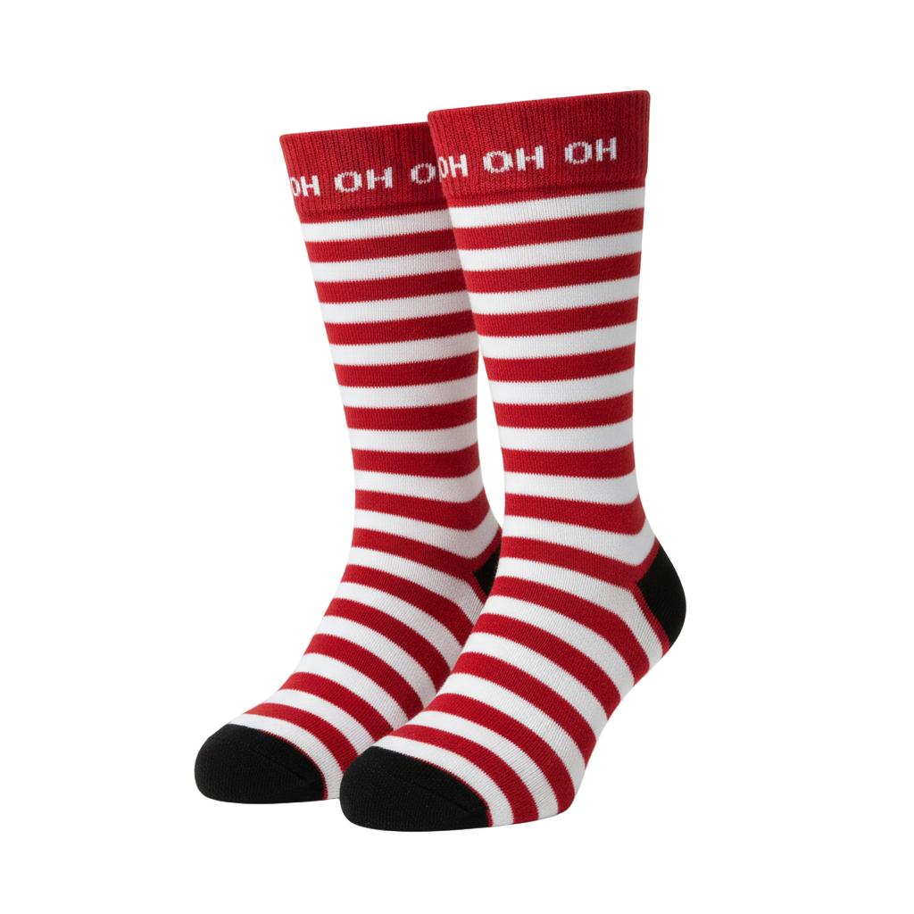 Red Striped Design Crew Socks