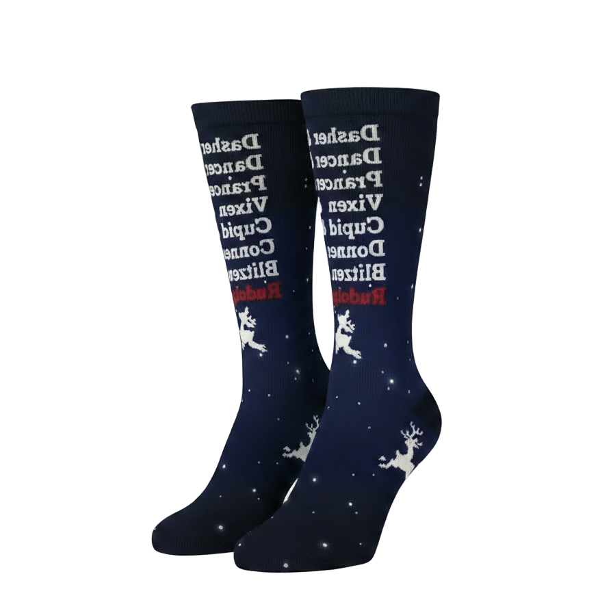 Reindeer Names Design Crew Socks
