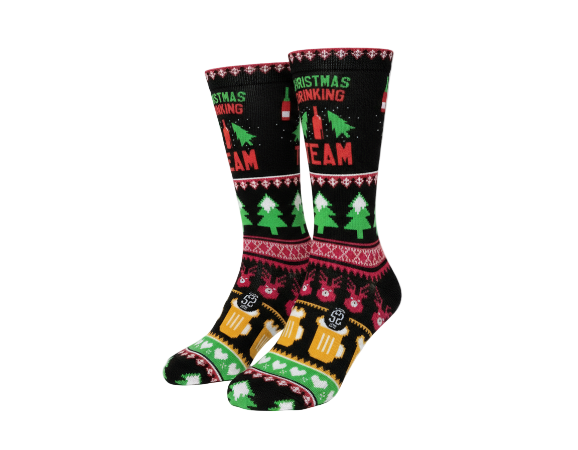 Christmas Drinking Design Crew Socks
