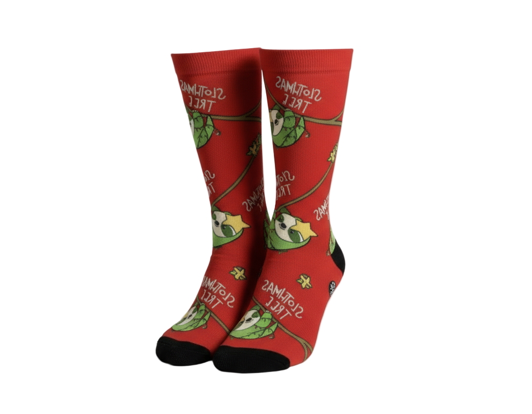 Slothmas Tree Design Crew Socks