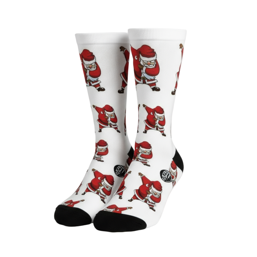 White Dabbing Santa Crew Socks