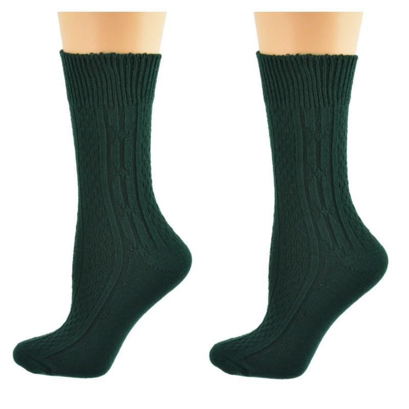 Classic Cable Knit Pattern Crew Socks - 2 Pack