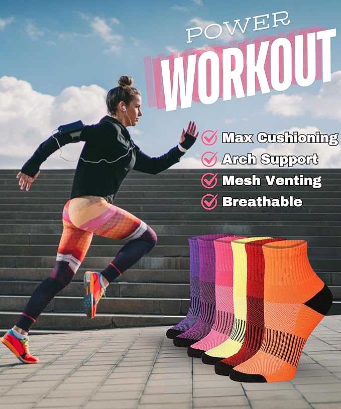 6-Pack Warm Color Ankle Socks