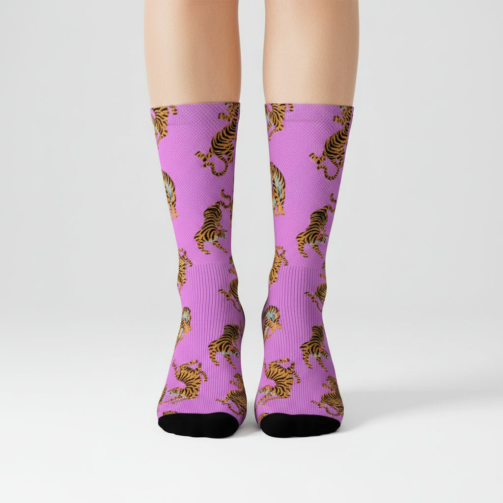 Tiger Fun Novelty Socks Pink