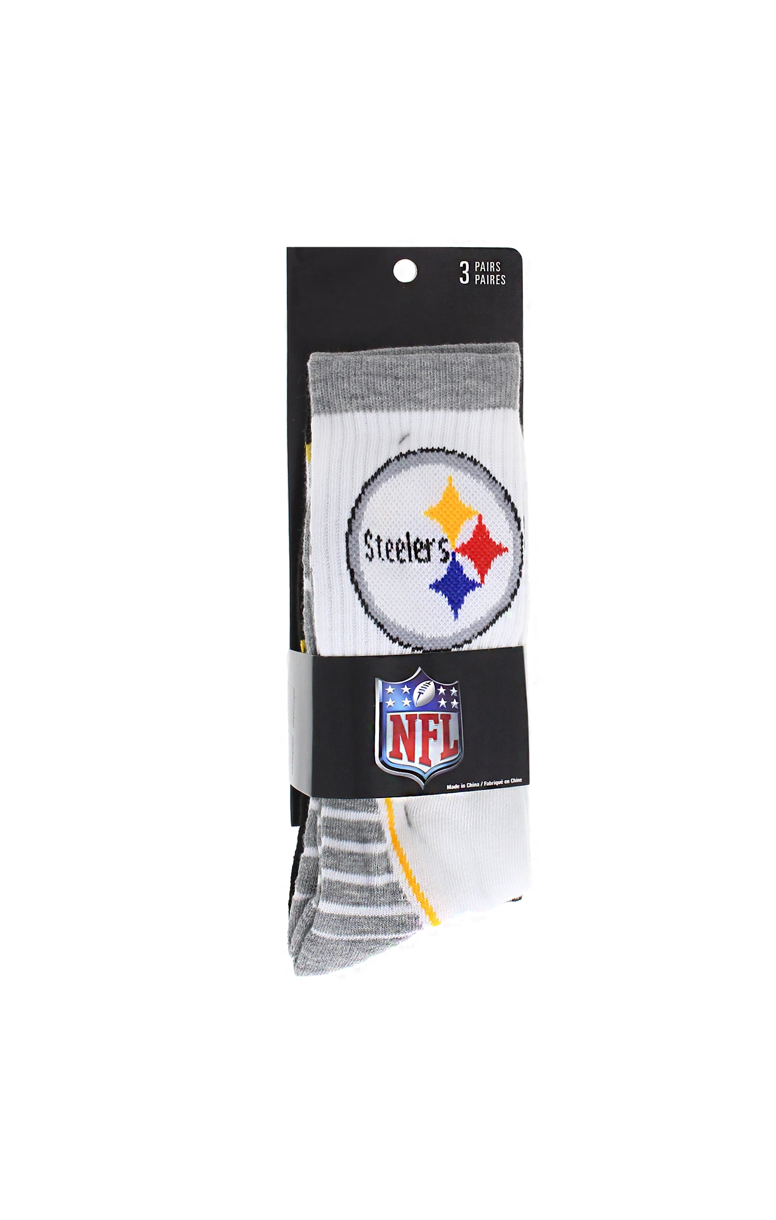3 Pack Pittsburgh Steelers Crew Length NFL Football Socks
