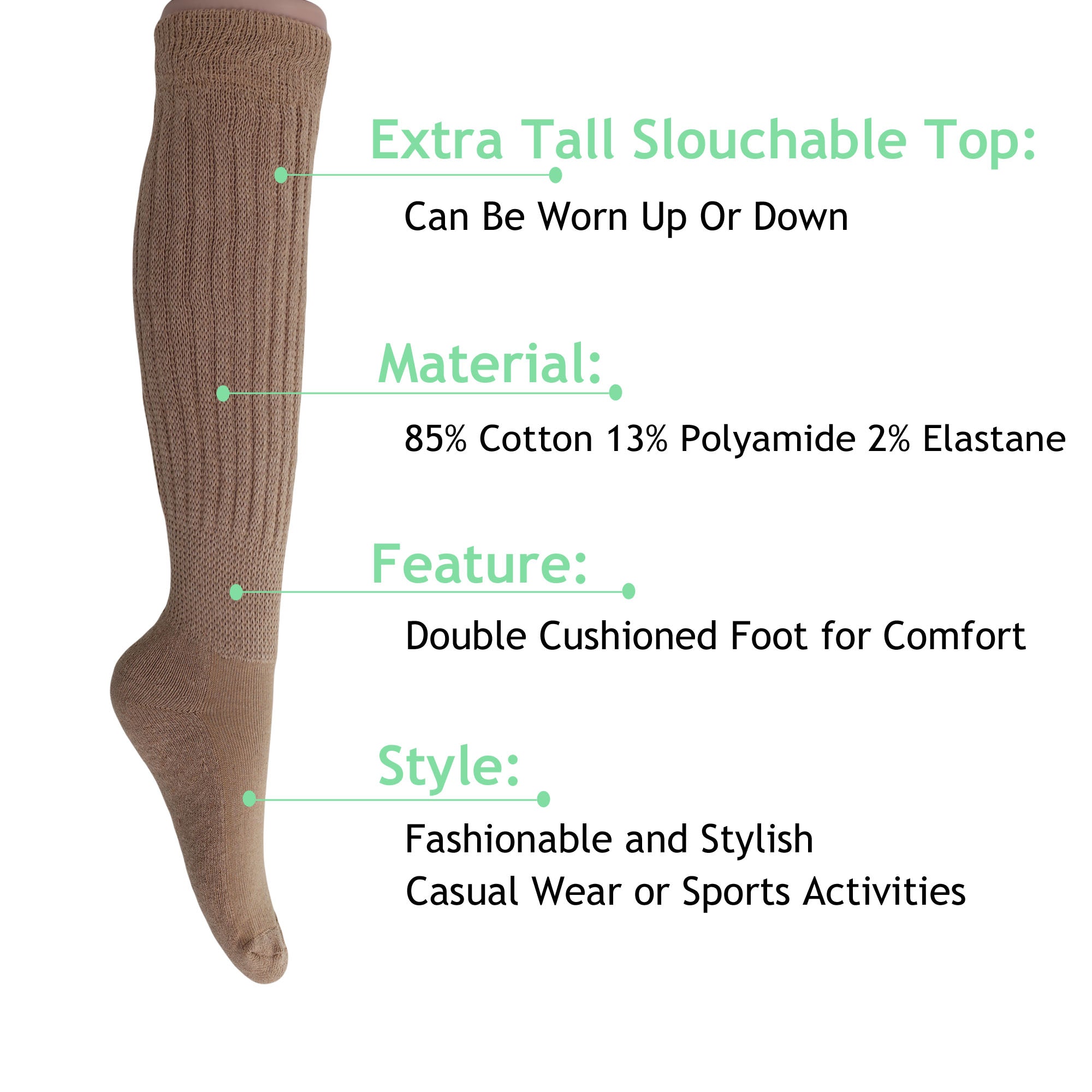 Beige Slouch Socks