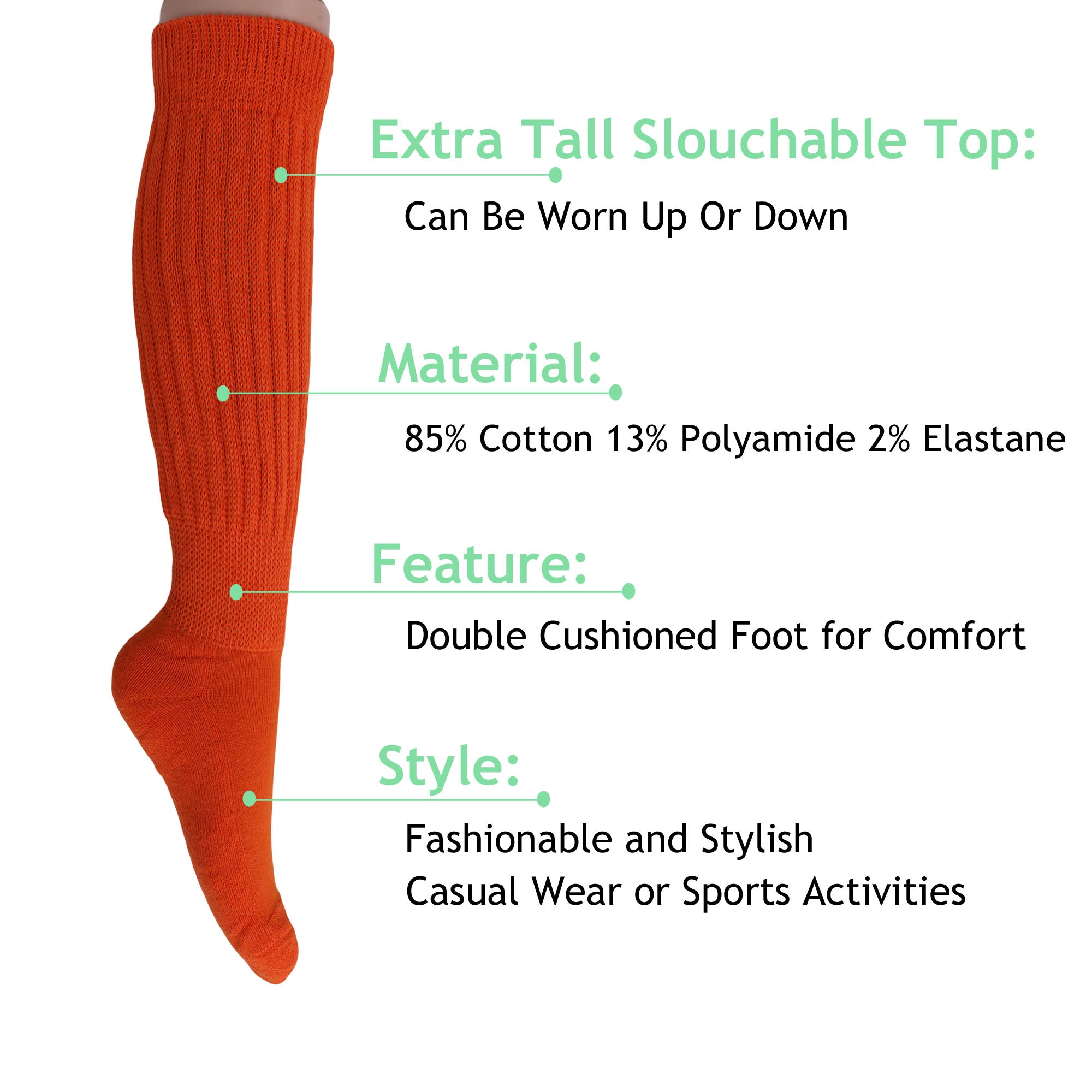 Orange Slouch Socks