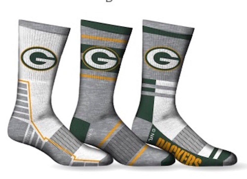 3 Pack Green Bay Packers Crew Length NFL Football Socks