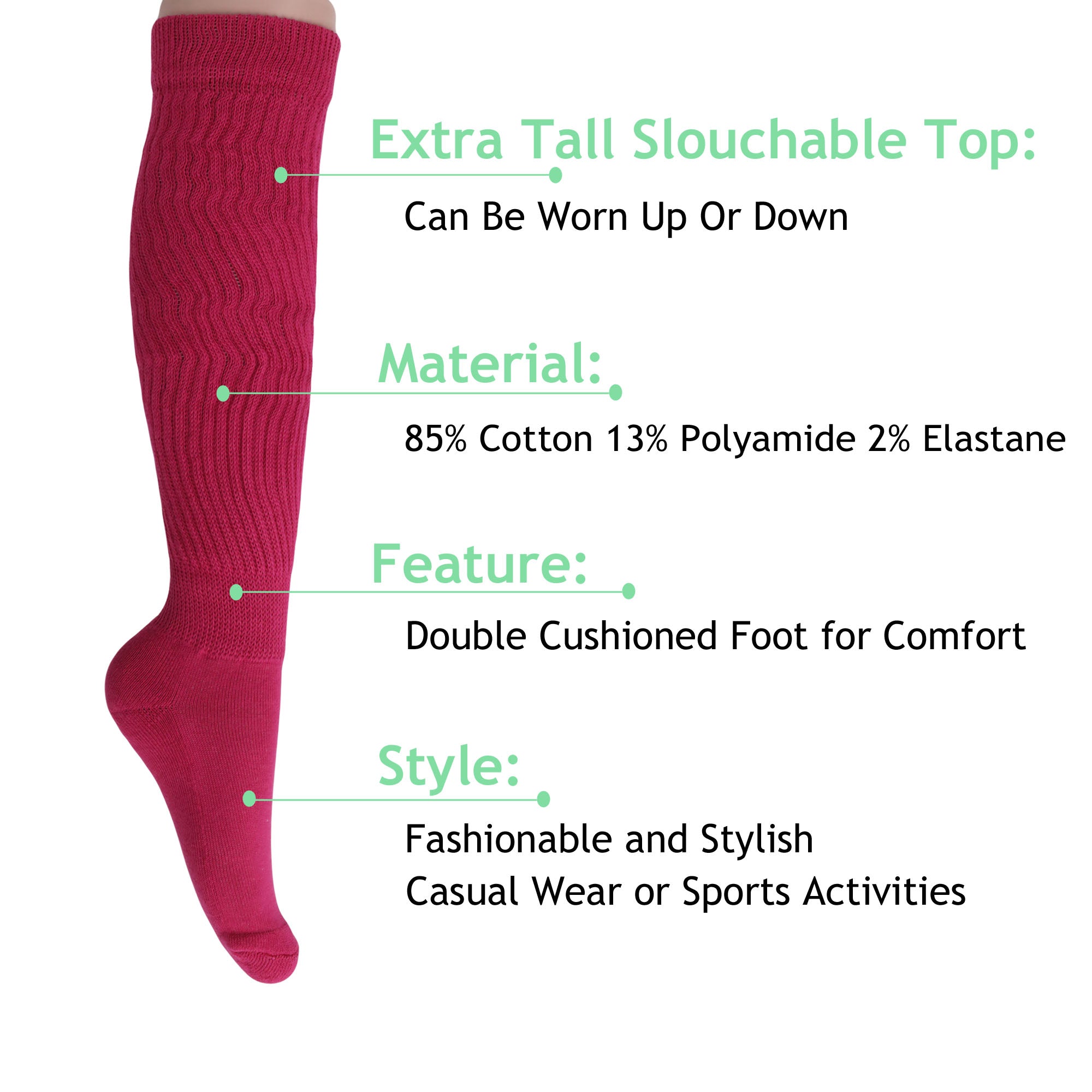 Fuchsia Slouch Socks