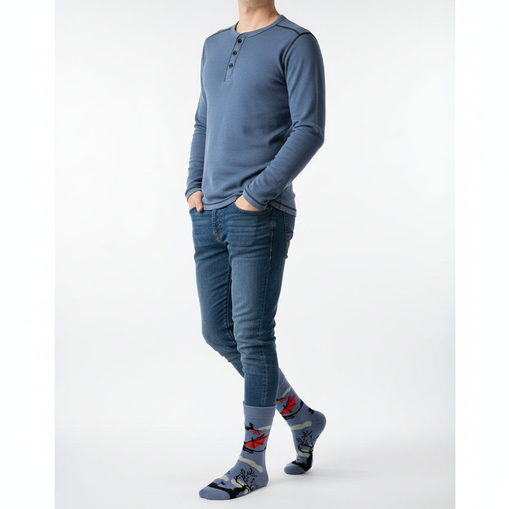 Dragon (Grey) Design Casual Crew Socks