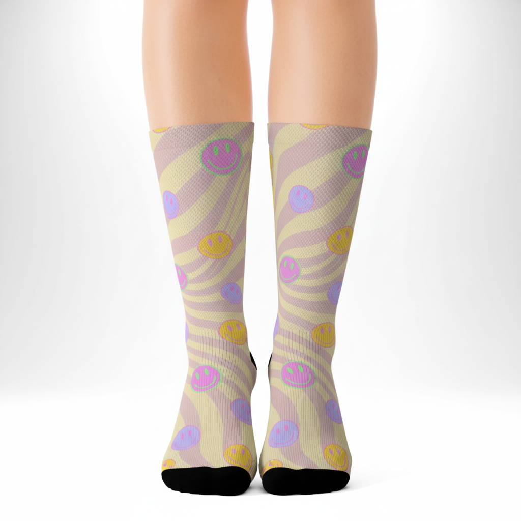 Retro Happy Face Fun Novelty Socks