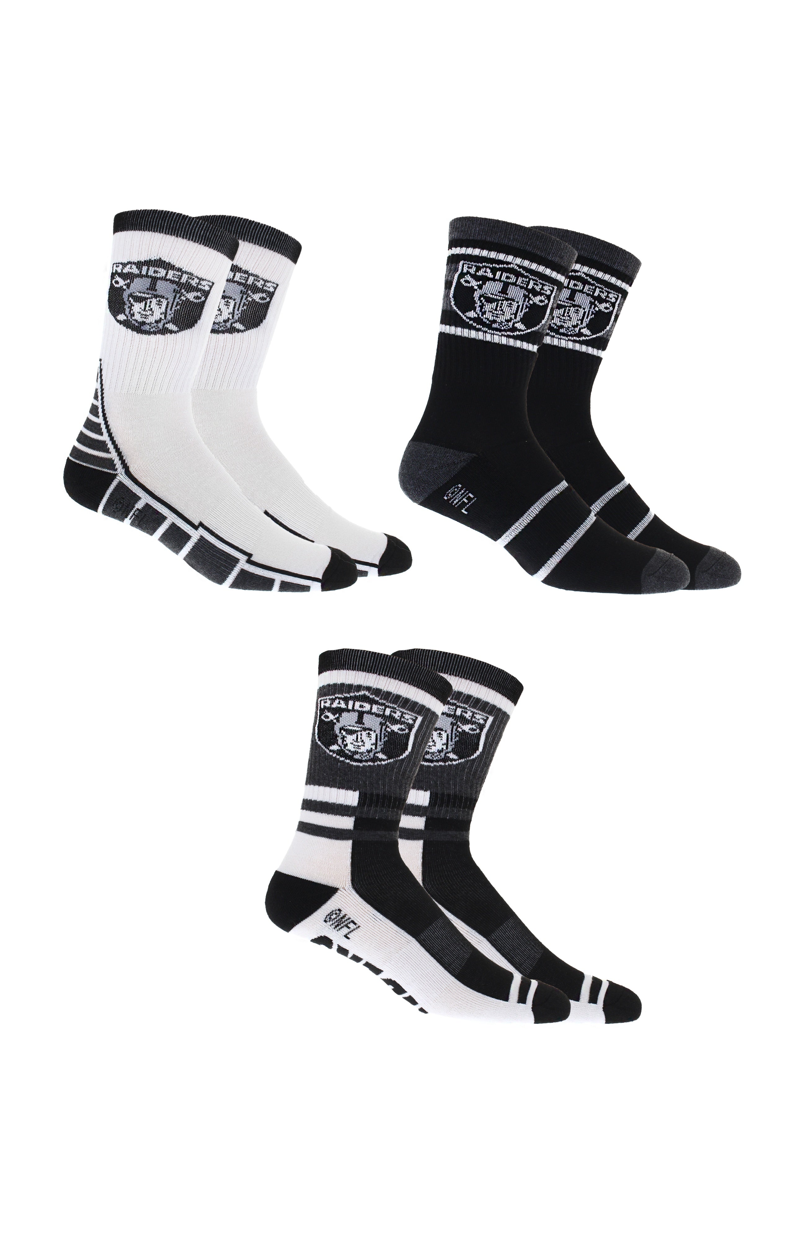 3 Pack Las Vegas Raiders Crew Length NFL Football Socks