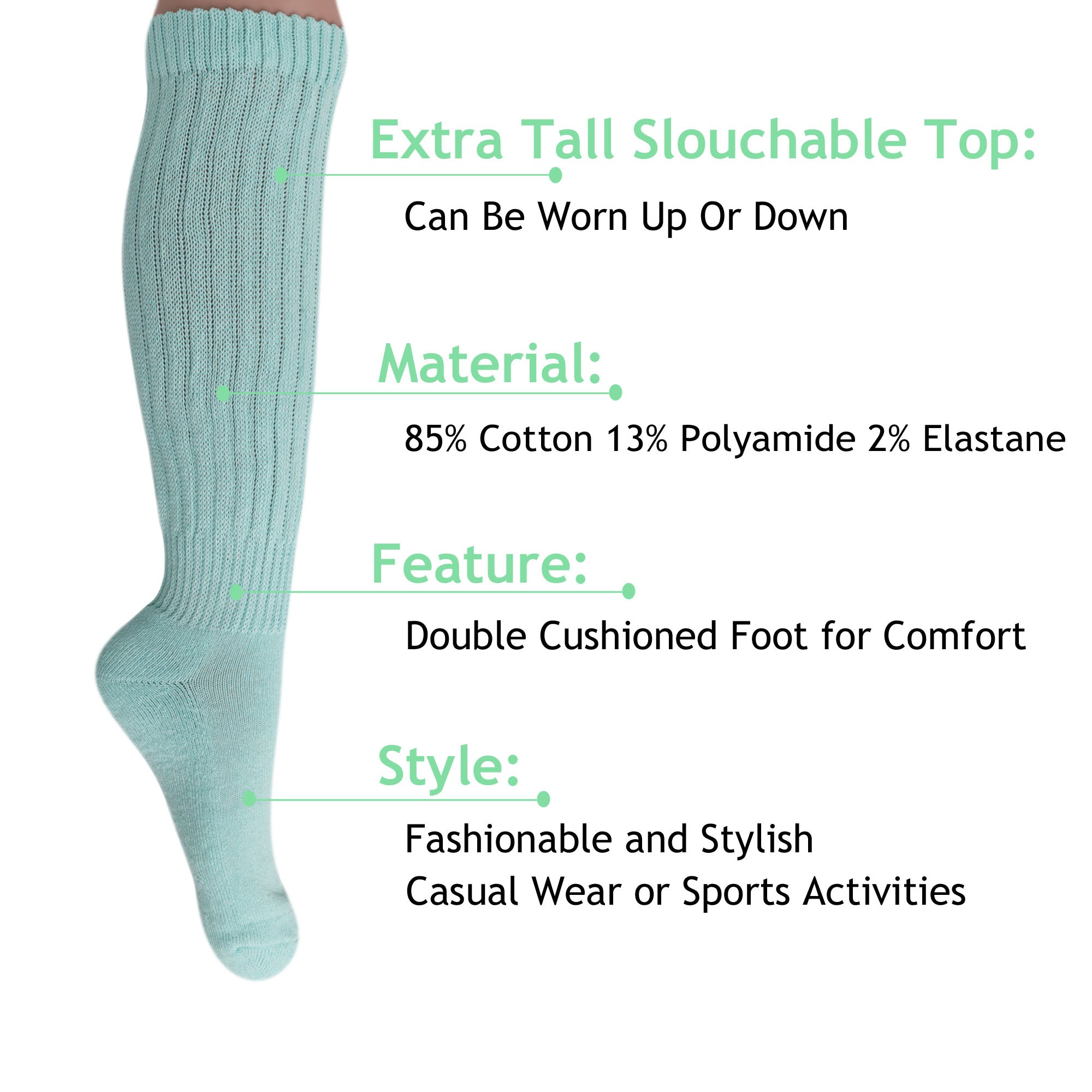 Mint Green Slouch Socks