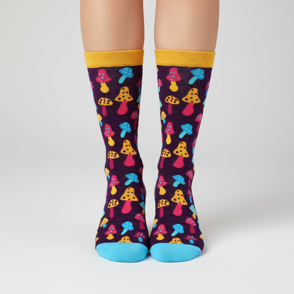Mushrooms Design Casual Crew Socks