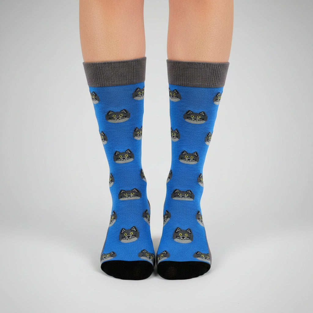 Blue Cat Design Casual Crew Socks
