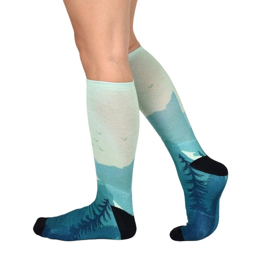 Unisex Evergreen Pattern Knee High Socks