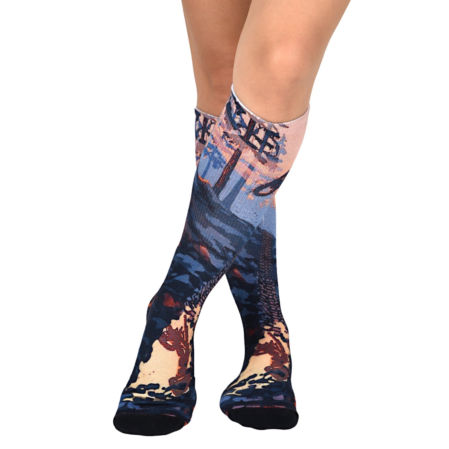 Mud Bike Pattern Knee High Socks