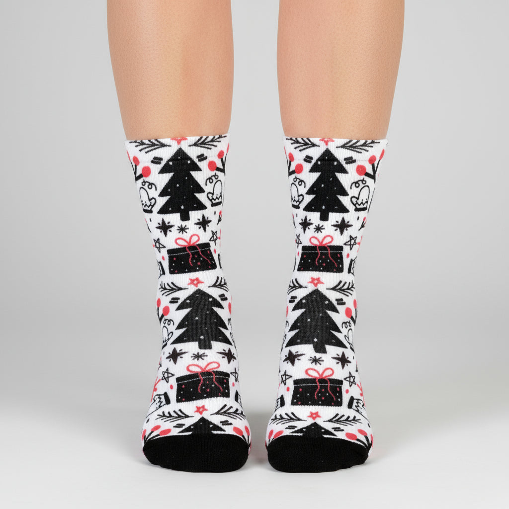 Christmas and Hanukkah Holiday Colorful CoolMax Crew Socks for Men &