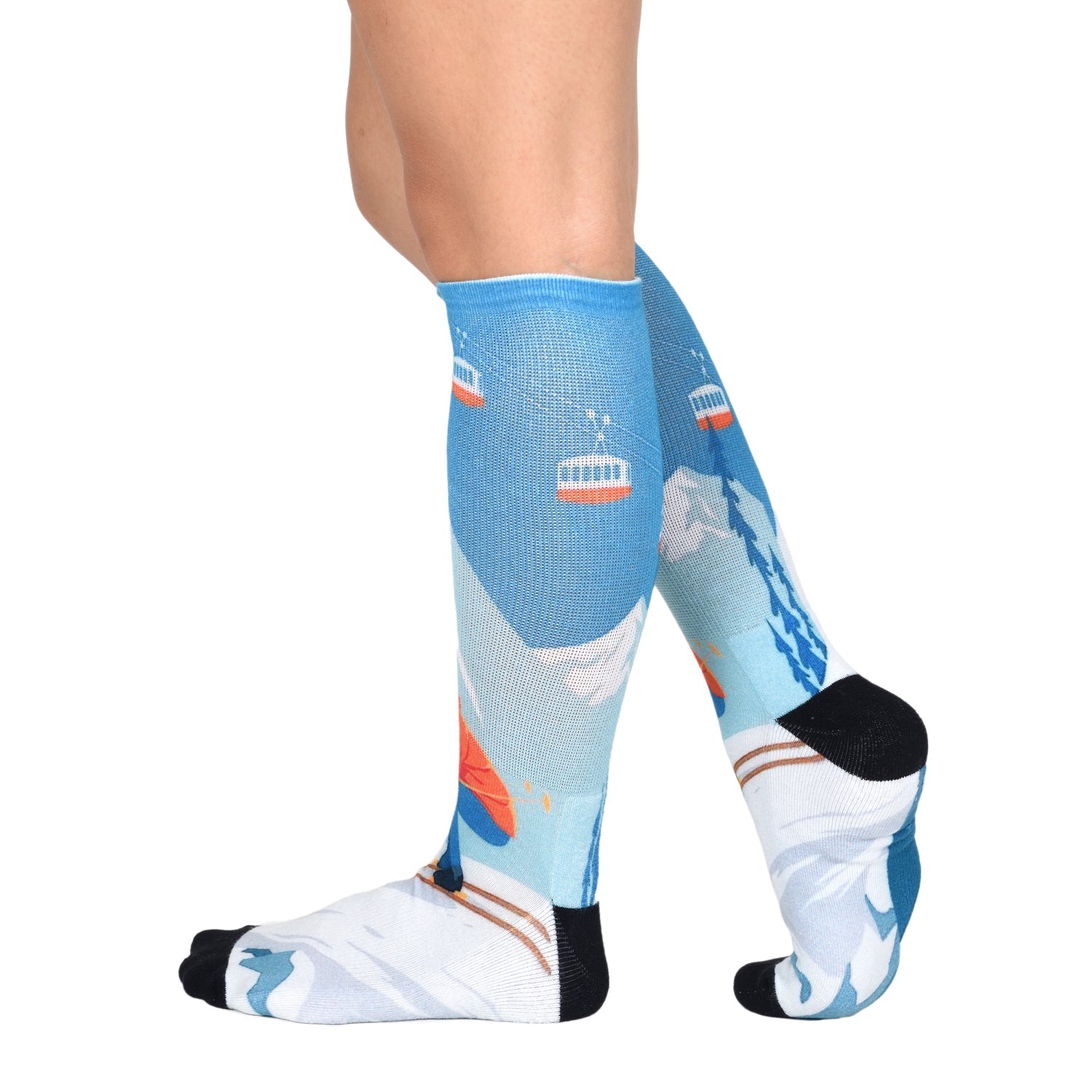 Steep Slopes Pattern Knee High Socks
