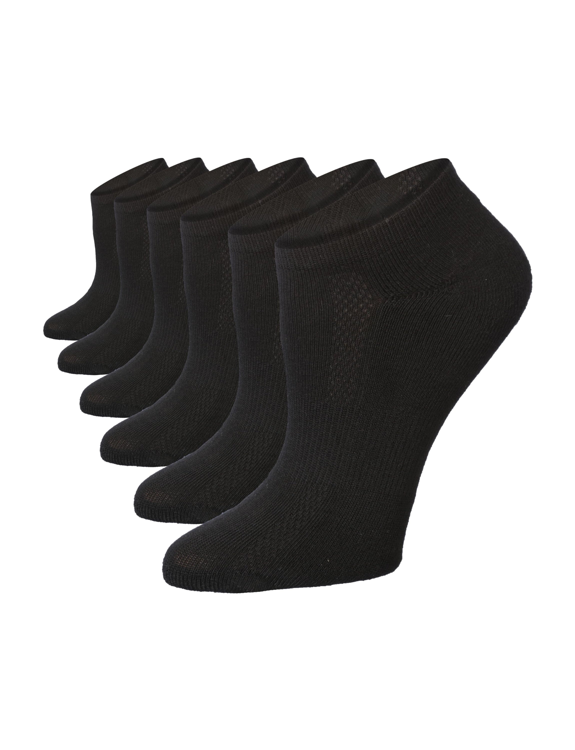 Women's Dark Black No Show Ankle Socks - 6 Pack